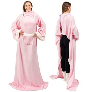 PAVILIA Wearable Blanket with Sleeves for Women Men Adults, Warm Soft Plush Snuggle Pocket Sleeved TV Throw - 1 of 4