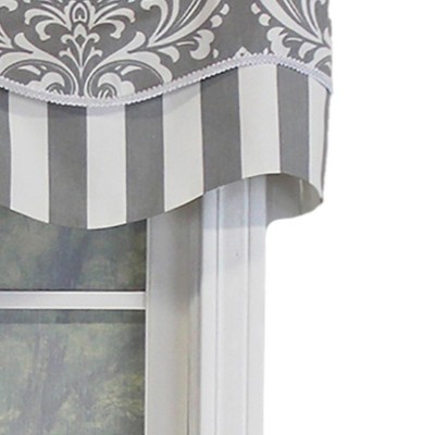 Damask Cotton Blend Scalloped 50'' W Window Valance