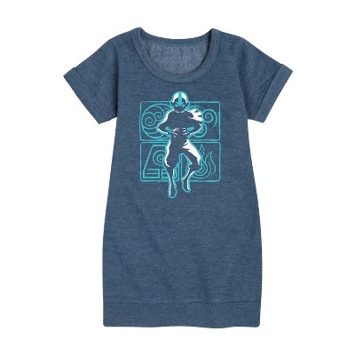 - Avatar: The Last Airbender - Aang Airbender Graphic Short Sleeve Fleece Dress