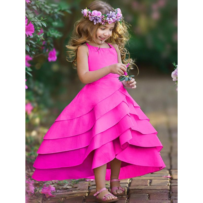 Pretty Petal Pink Tiered Dress - Mia Belle Girls, 3 of 5