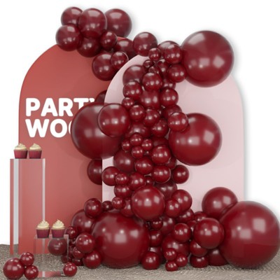 PartyWoo Balloons Burgundy Maroon 18 12 10 5 Inch 142 pcs
