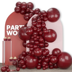 PartyWoo Balloons Burgundy Maroon 18 12 10 5 Inch 142 pcs - 1 of 4