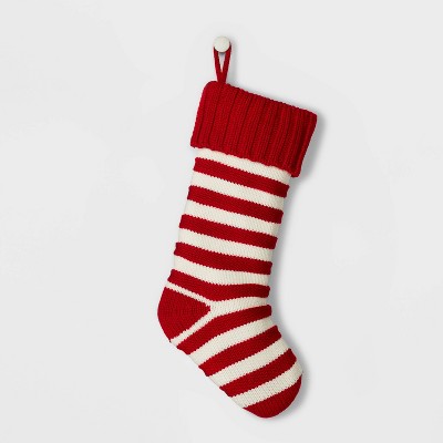 Stripe Knit Christmas Stocking Red & White - Wondershop™