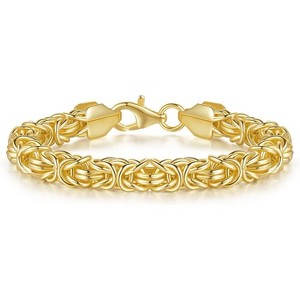 14K Gold Byzantine Link Bracelet, Adjustable 6.5-8.5 Inch Stackable Chain Jewelry for Men and Women - 1 of 4