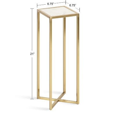 Jaspur Gold Finish Square Metal and Marble Accent Table