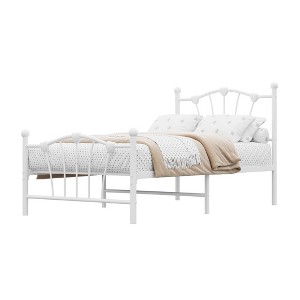 Metal bed frame with heart-shaped headboard and footboard design, featuring under-bed storage space. Sturdy construction with easy assembly. - 1 of 4