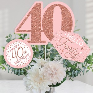 Big Dot of Happiness 40th Pink Rose Gold Birthday - Happy Birthday Party Centerpiece Sticks - Table Toppers - Set of 15 - 1 of 4