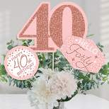 Big Dot of Happiness 40th Pink Rose Gold Birthday - Happy Birthday Party Centerpiece Sticks - Table Toppers - Set of 15