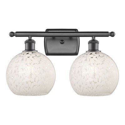 White Mouchette - 2 Light Bath Vanity In Modern Style-11 Inches Tall and 18 Inches Wide
