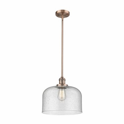 Bell - 1 Light Stem Hung Mini Pendant In Industrial Style-13 Inches Tall and 12 Inches Wide