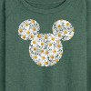 Women's - Disney - Mickey Head Daisies Lightweight French Terry Wide Neck Long Sleeve Shirt - 2 of 4