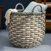 Cesicia 18" x 18" x 15.7" Round Resin Woven Wicker Multi-Use, Storage Basket with Handles, White-Gray - For Towel, Toys, Magazines Storage - 4 of 4