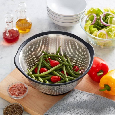 KitchenAid 5-Quart Stainless Steel Colander with Black Rim