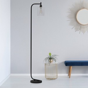 Modern Iron Lantern Floor Lamp with Glass Shade - Simple Designs - 1 of 4