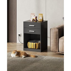 GALAXHERO Nightstand Set of 2 with Charging Station, Modern Bedside Tables with 2 Drawers, Wood End Tables for Bedroom or Living Room - 1 of 4