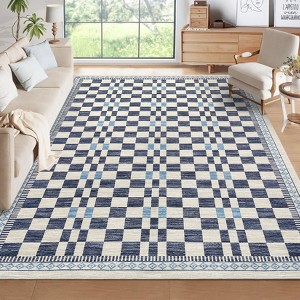 Modern Washable Area Rug for Living Room, Foldable Geometric Throw Carpet with Non Slip Backing, Low Pile Stain Resistant Floor Cover - 1 of 4