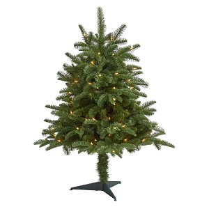 Nearly Natural 3-ft South Carolina Spruce Artificial Christmas Tree with 100 White Warm Light and 458 Bendable Branches - 1 of 4
