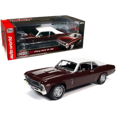 1970 Chevrolet Nova SS 396 Black Cherry Red w/White Top "Muscle Car & Corvette Nationals" MCACN 1/18 Diecast Model by Autoworld