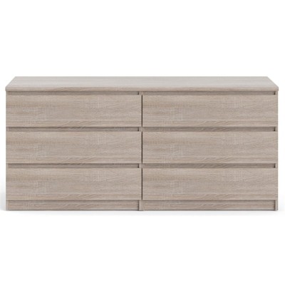 Wood Scottsdale 6 Drawer Double Dresser in Truffle Brown-Tvilum
