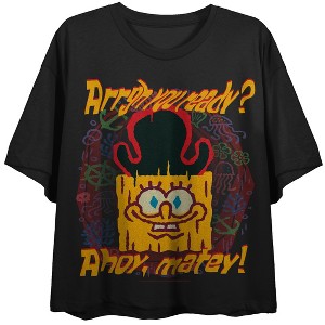 The SpongeBob Movie (2025) Argh You Ready? Ahoy, Matey! Women’s Black Cropped Tee - 1 of 3