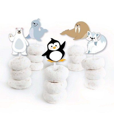 Big Dot Of Happiness Arctic Polar Animals Cupcake Toppers - 24-Pack Clear Treat Picks For Winter Baby Showers & Birthday Parties