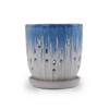 VisioGear 2PCS Ceramic Flowerpot with Drainage Hole, 8" Modern Planter for Patio, Garden, Windowsill, White&Blue, 7.49"*7.49"*8.08" - 2 of 4