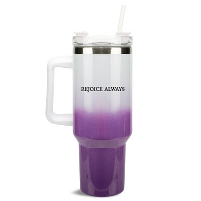 100 North Rejoice Always In His Name Faith Wrap-Around 40 Oz. Stainless Steel Water Bottle Coffee Mug, Spill & Leak Resistant, Travel Tumbler with