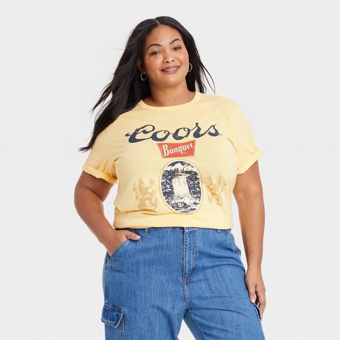 Coors Banquet Graphic Tee / T-Shirt Dress - Muted Yellow, Large | Hazel and Olive | Boutique Fashion