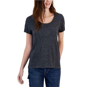 Hippie Rose Womens Burnout Pocket Tee Basic T-Shirt, Grey, X-Large - 1 of 1