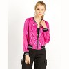 INSPIRE CHIC Women's Holographic Fashion Stand Collar Metallic Lightweight Zip Bomber Jacket - 3 of 4