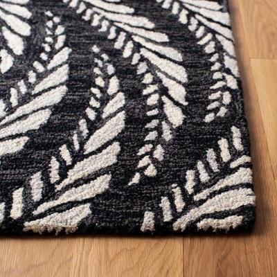 Charcoal and Ivory Hand-Tufted Wool Square Rug, 5' x 5'