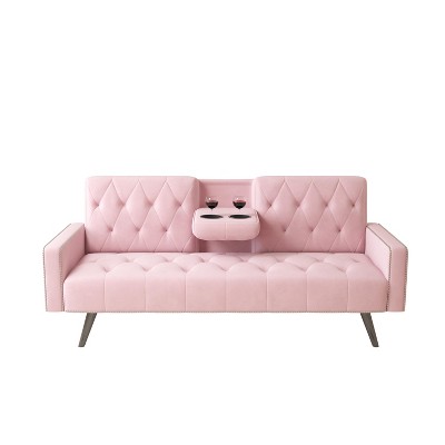 NicBex Velvet 3-Seater Sofa Couch with Tufted Backrest and Seat Upholstered Convertible Sofa Bed with Legs for Living Room