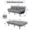 MUUEGM 71" Futon Sofa Bed with Memory Foam, Adjustable Backrest Armrests, Linen Fabric Sleeper Couch for Small Spaces, Living Room, Apartment - 2 of 4