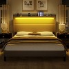 AMERLIFE Bed Frame with LED Lights & Wingback Headboard - 2 of 2