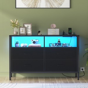 Aheplus Dresser for Bedroom with LED Lights and Power Outlets - 1 of 4