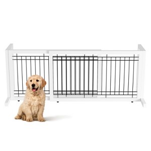 VINGLI Free Standing Pet Gates for Dogs, 37"-68" Width Adjustable Dog Fence, Wooden Dog Gates for Doorways and Stairs - 1 of 4