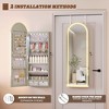 Fredees Arched Lighted Mirror Jewelry Cabinet, Wall or Door-Mount Armoire with Lights, Full-Length Mirror & Jewelry Storage, Over-the-Door Hanging - 4 of 4