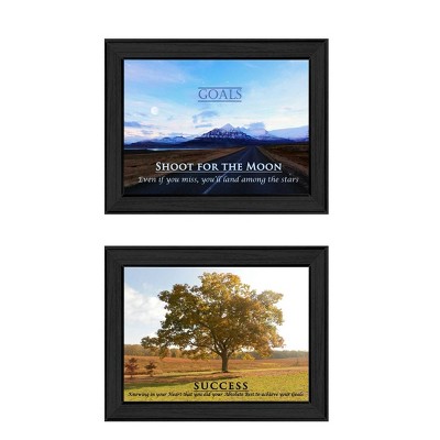 HomeRoots Set Of Two Success 1 Black Framed Print Wall Art