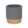 Cheung's Aurone Round Ridged Ceramic Pot with Gold Finished Base - Large - Gray - 2 of 4
