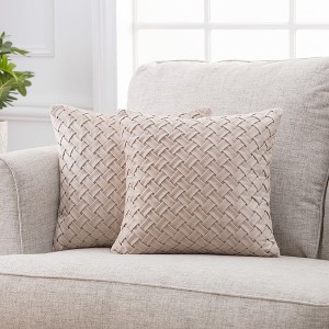 Chanasya Lattice Textured Velvet Throw Pillow Cover - 2-Piece Set - 1 of 4