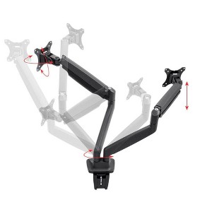 Monoprice Smooth Full Motion Dual Monitor Adjustable Gas Spring Desk Mount - Black, Supports Up to 34 Inch Monitors, Max 19.8 LBS Weight Per Display - 1 of 4