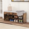 Tangkula Shoe Bench Home Entryway Shoes Storage Bench w/ Padded Seat & Hidden Storage Brown - 4 of 4