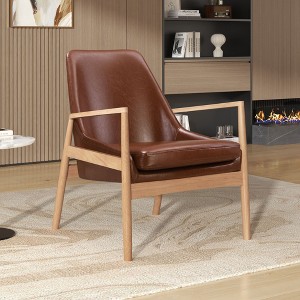 CAVINAS 1PC/2PCS Mid-Century Modern Accent Chair,Solid Wood Frame High Back Armchair,Premium Reading Chair for Living Room,Office - 1 of 4