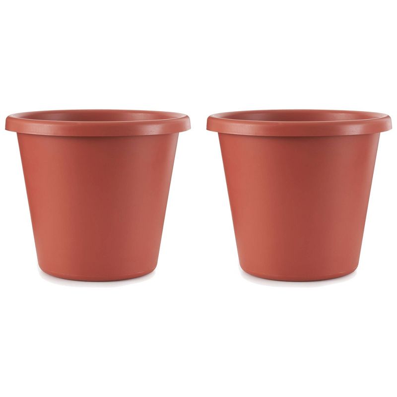The HC Companies 20 Inch Classic Durable Plastic Flower Pot Container Garden Planter with Molded Rim and Drainage Holes, Terra Cotta (2 Pack), 1 of 7