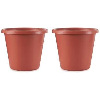 The HC Companies 20 Inch Classic Durable Plastic Flower Pot Container Garden Planter with Molded Rim and Drainage Holes, Terra Cotta (2 Pack)