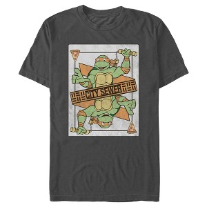 Men's Teenage Mutant Ninja Turtles City Sewer Michelangelo Playing Card T-Shirt - 1 of 4