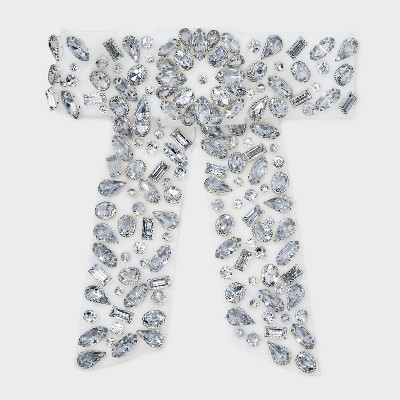 Rhinestone Bow Hair Clip - Clear: Glass Hair Styling Accessory for All Types