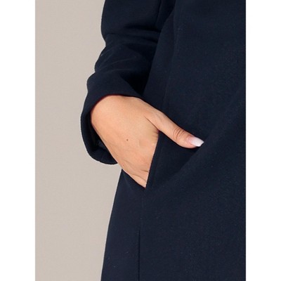 INSPIRE CHIC Women's Regular Fit Notched Lapel Long Sleeve Buttoned Classic Coat Deep Blue Medium — фото 5