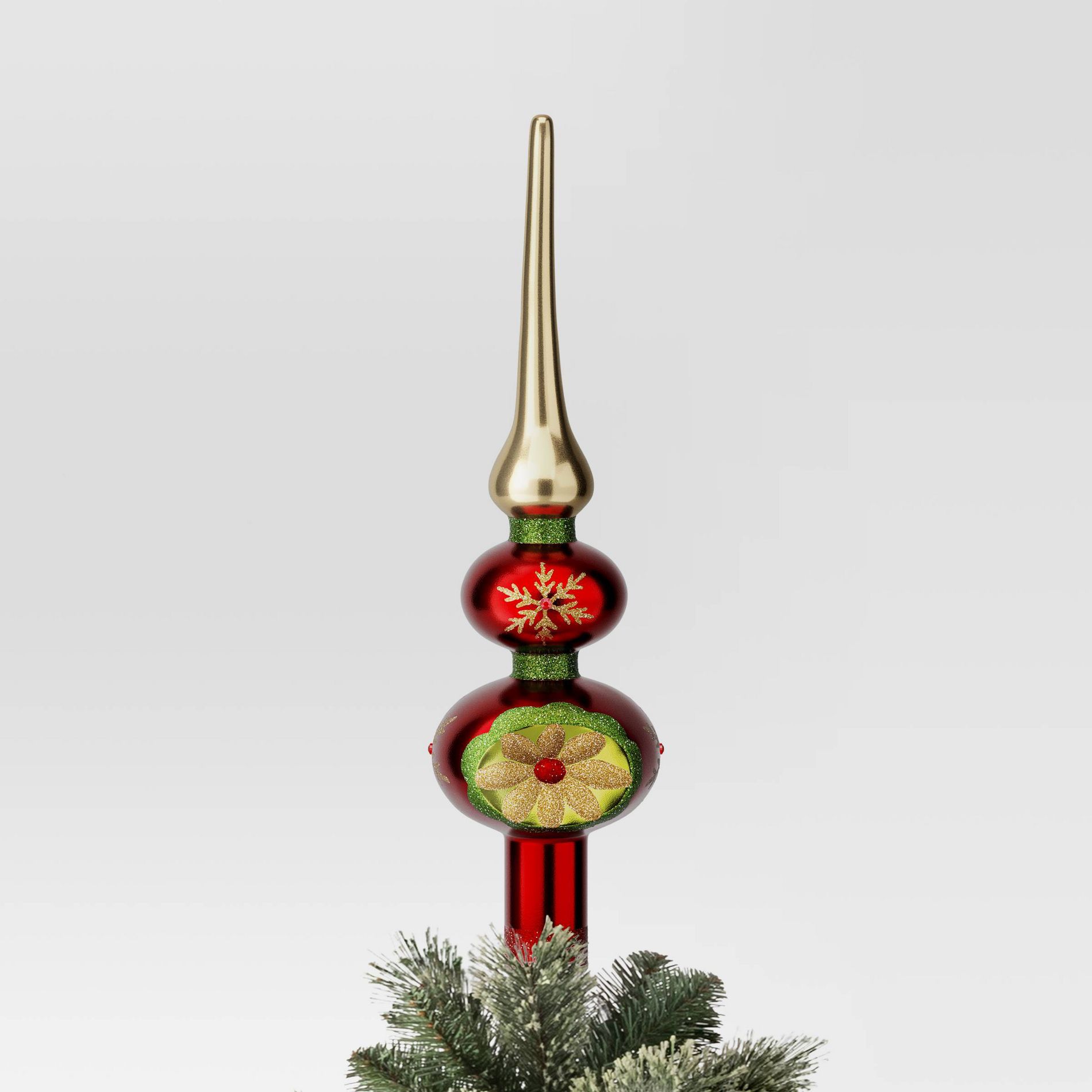 Christmas Plastic Finial Tree Topper Red/Green - Wondershop™