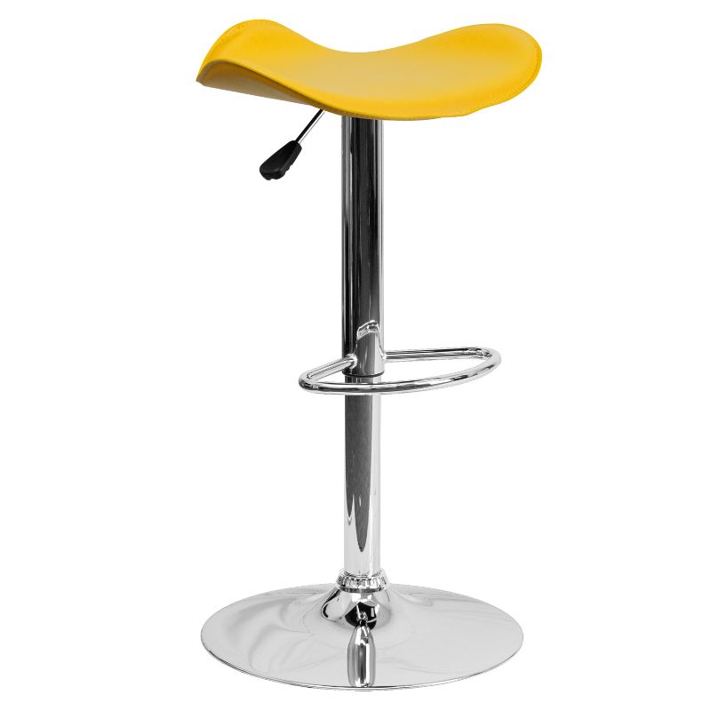 Flash Furniture Contemporary Vinyl Adjustable Height Barstool with Wavy Seat and Chrome Base, 1 of 11